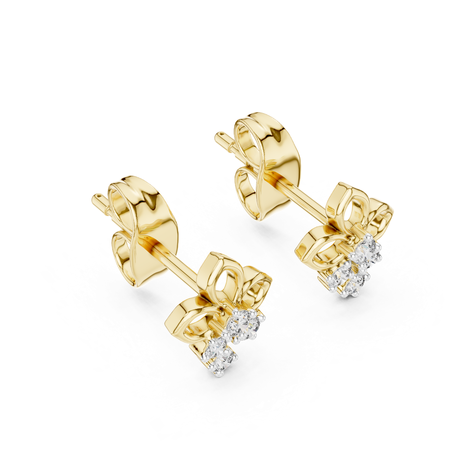 Gold Earrings 12-10017@E, Yellow Gold, view 2