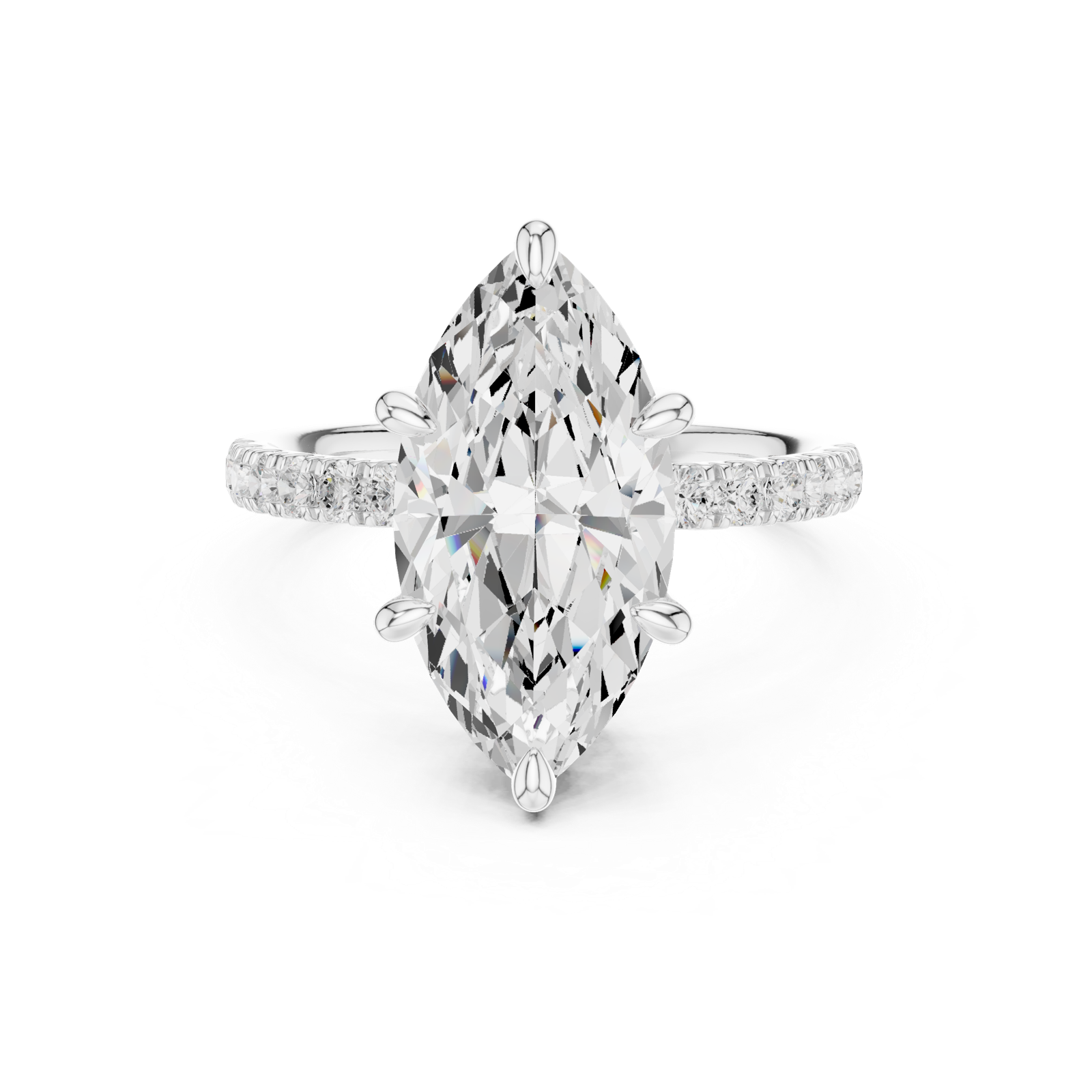 Gold Ring DDLR-259, Marquise center stone, White Gold, view 4