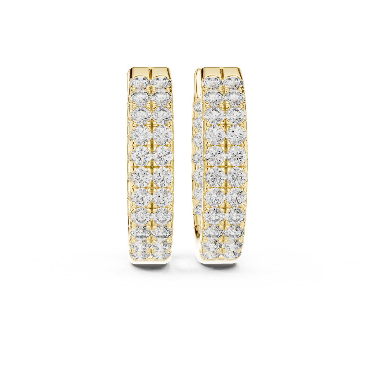 14K Solid Gold Lab Diamond Huggie Earrings, Yellow Gold
