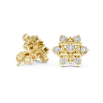 14K Solid Gold Lab Diamond Star Cluster Earrings, Yellow Gold, view 1