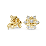 14K Solid Gold Lab Diamond Star Cluster Earrings, Yellow Gold, view 1