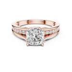 Gold Ring, Cushion center stone, Rose Gold, view 4