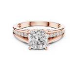 Gold Ring, Cushion center stone, Rose Gold, view 4