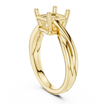 Gold Twisted Band Solitaire Engagement Ring, Asscher center stone, Yellow Gold, view 1