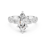 Gold Ring DDLR-281, Marquise center stone, White Gold, view 4