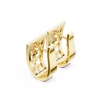 14K Solid Gold Lab Diamond Cluster Earrings, Yellow Gold, view 2