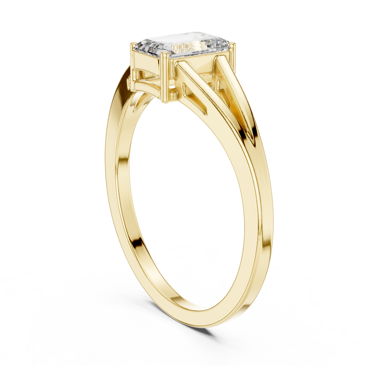 14K Solid Gold Lab Diamond Twist Ring, Yellow Gold, view 1