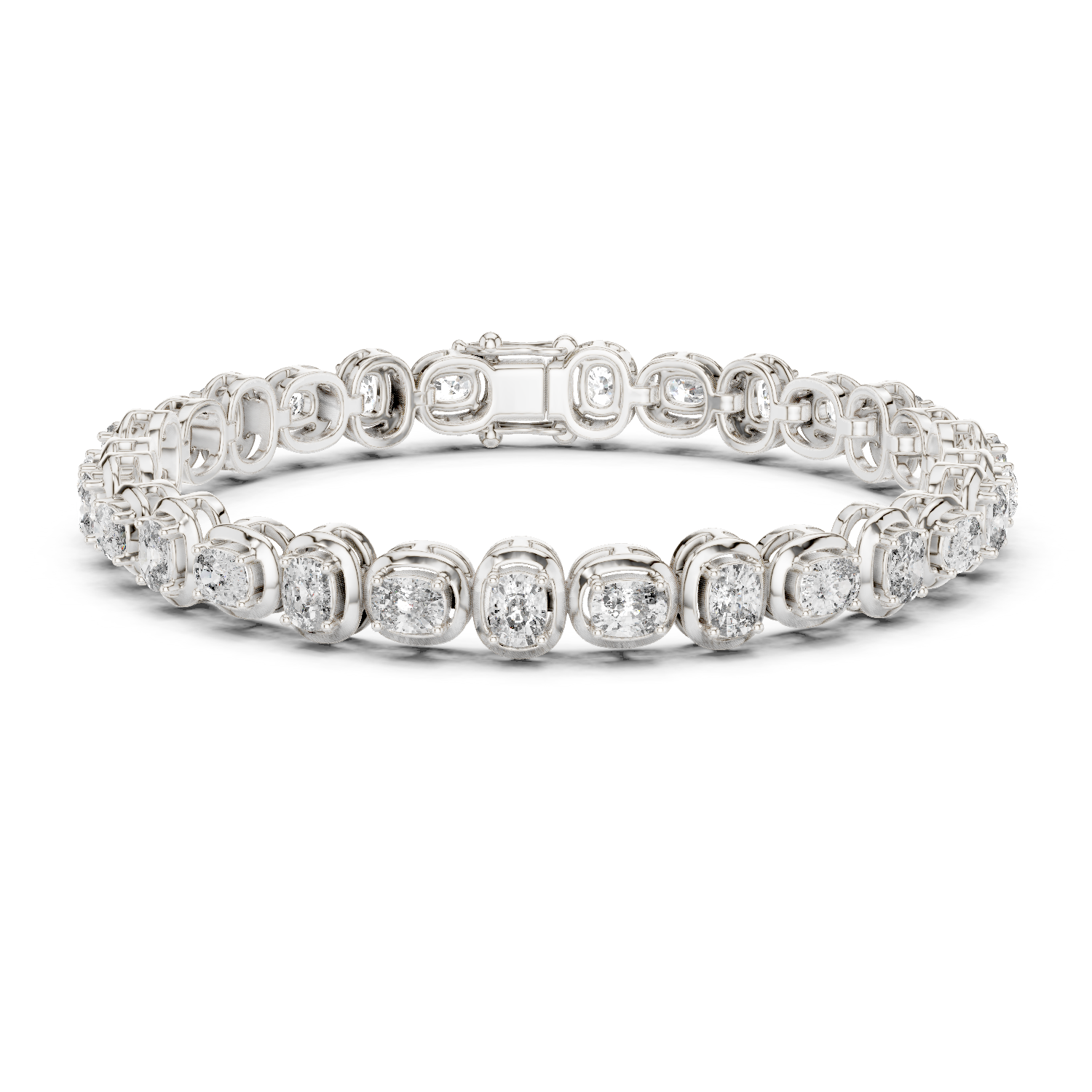 14K Solid Gold Lab Diamond Bracelet, White Gold