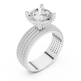 Gold Ring, Round center stone, White Gold, view 2