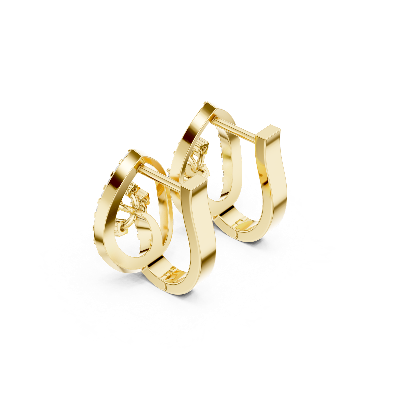 14K Solid Gold Lab Diamond Cluster Earrings, Yellow Gold, view 2