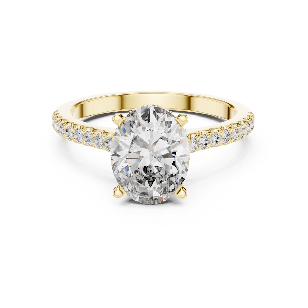 14K Solid Gold Lab Diamond Solitaire Ring, Yellow Gold