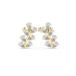 14K Solid Gold Lab Diamond Leaf Cluster Earrings, Yellow Gold