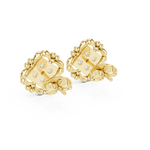 14K Solid Gold Lab Diamond Flower Cluster Earrings, Yellow Gold, view 3