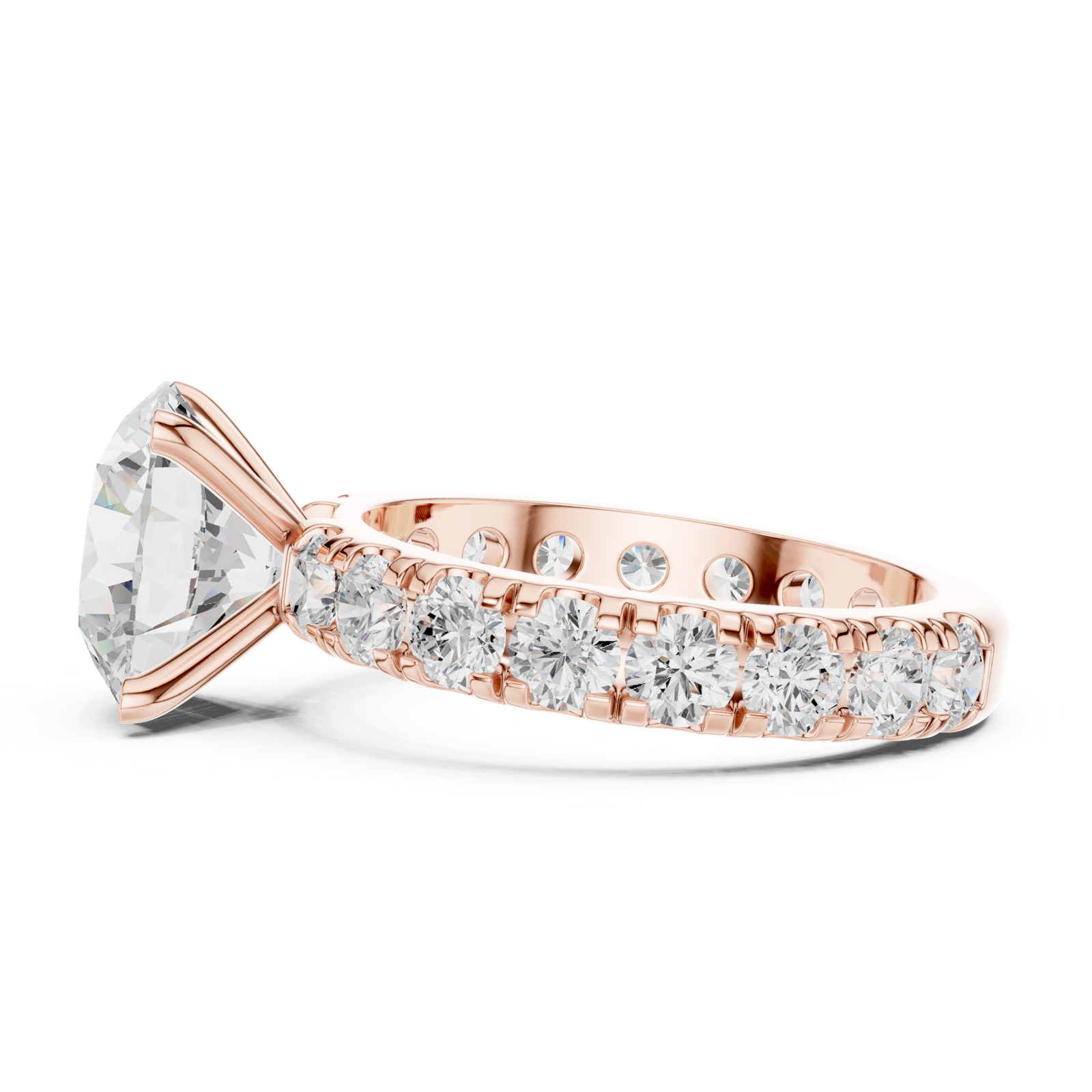 Gold Jewelry L35-63, Round center stone, Rose Gold, view 3