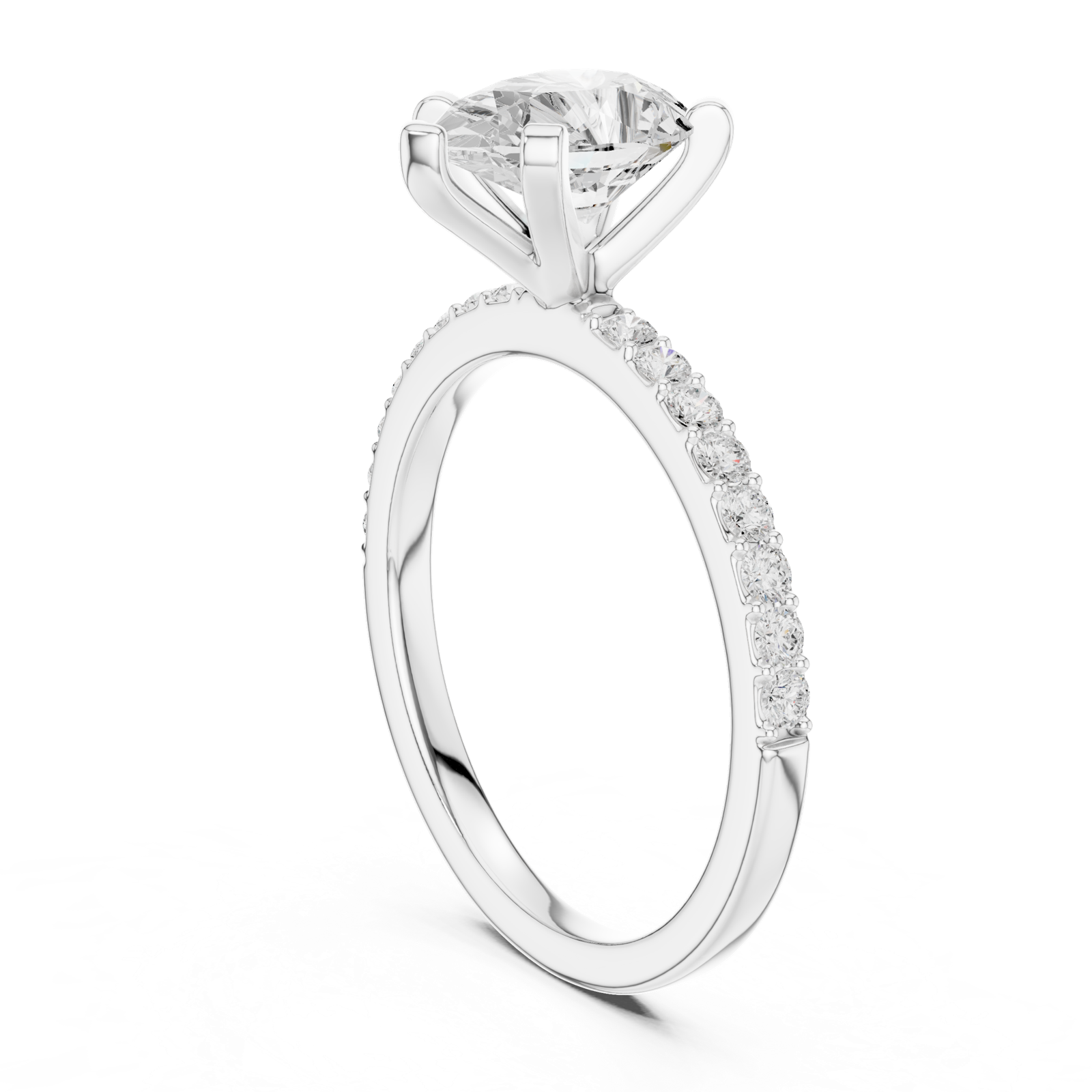 Gold Ring DDLR-040, Pear center stone, White Gold, view 1
