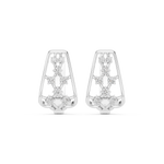 14K Solid Gold Lab Diamond Cluster Earrings, White Gold