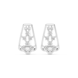 14K Solid Gold Lab Diamond Cluster Earrings, White Gold