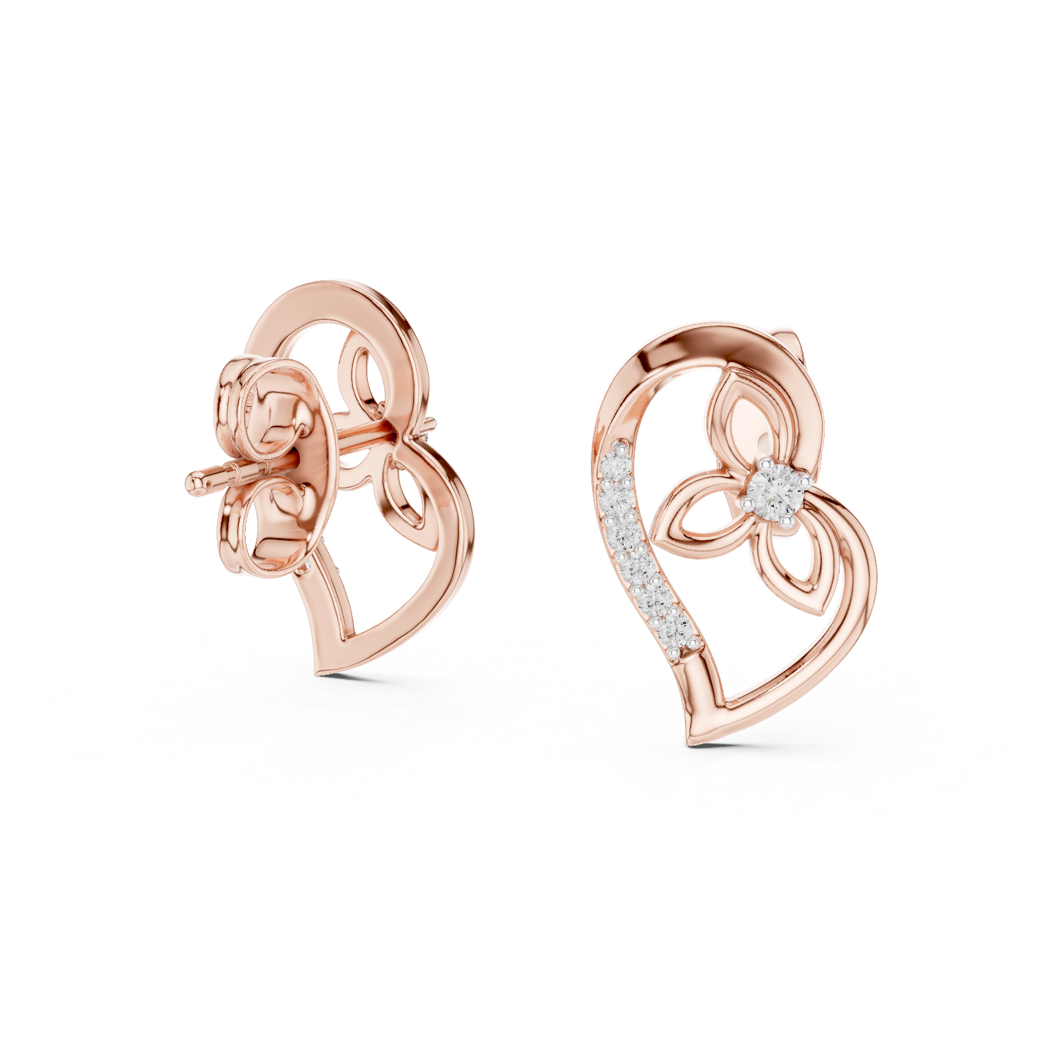 Gold Earrings 12-10031@E, Rose Gold, view 1
