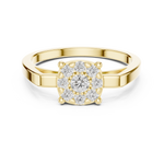 14K Solid Gold Lab Diamond Halo Ring, Yellow Gold