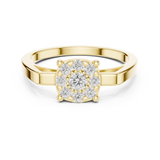 14K Solid Gold Lab Diamond Halo Ring, Yellow Gold