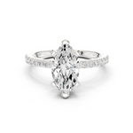 Gold Ring DDLR-040, Marquise center stone, White Gold