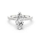 Gold Ring DDLR-040, Marquise center stone, White Gold