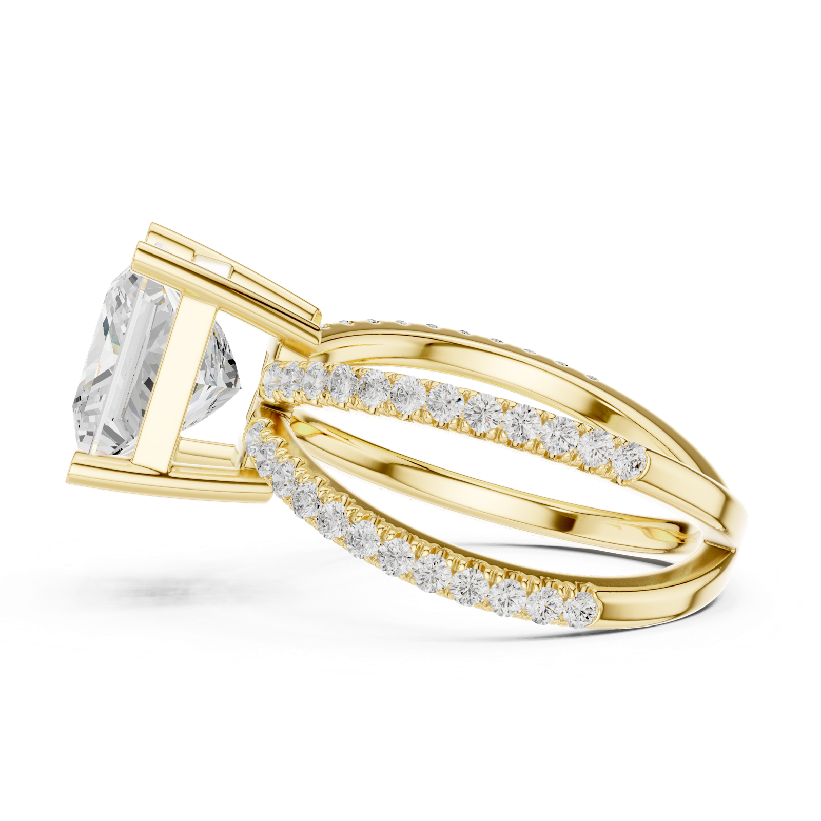 Gold Jewelry L36-25, Princess center stone, Yellow Gold, view 3