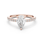 Gold Jewelry L36-15, Pear center stone, Rose Gold