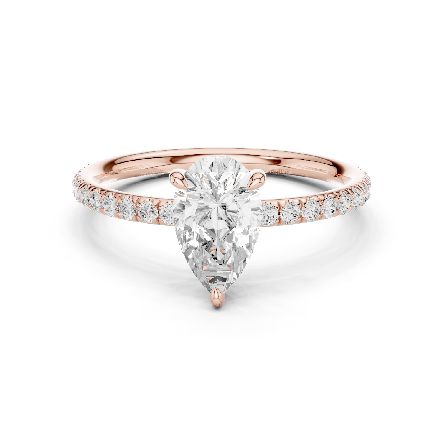 Gold Jewelry L36-15, Pear center stone, Rose Gold