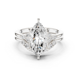 Gold Ring DDLR-440, Marquise center stone, White Gold