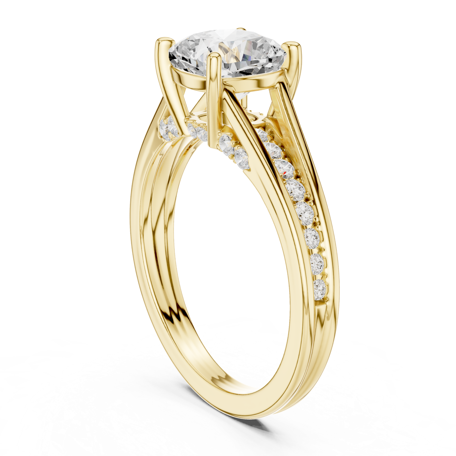 Gold Ring, Cushion center stone, Yellow Gold, view 1