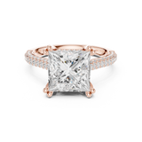 Gold Ring DDLR-260, Princess center stone, Rose Gold, view 4
