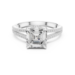 Gold Ring DDLR-252, Asscher center stone, White Gold, view 4
