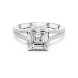 Gold Ring DDLR-252, Asscher center stone, White Gold, view 4