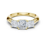 Gold Ring DDLR-044, Cushion center stone, Yellow Gold
