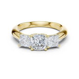 Gold Ring DDLR-044, Cushion center stone, Yellow Gold