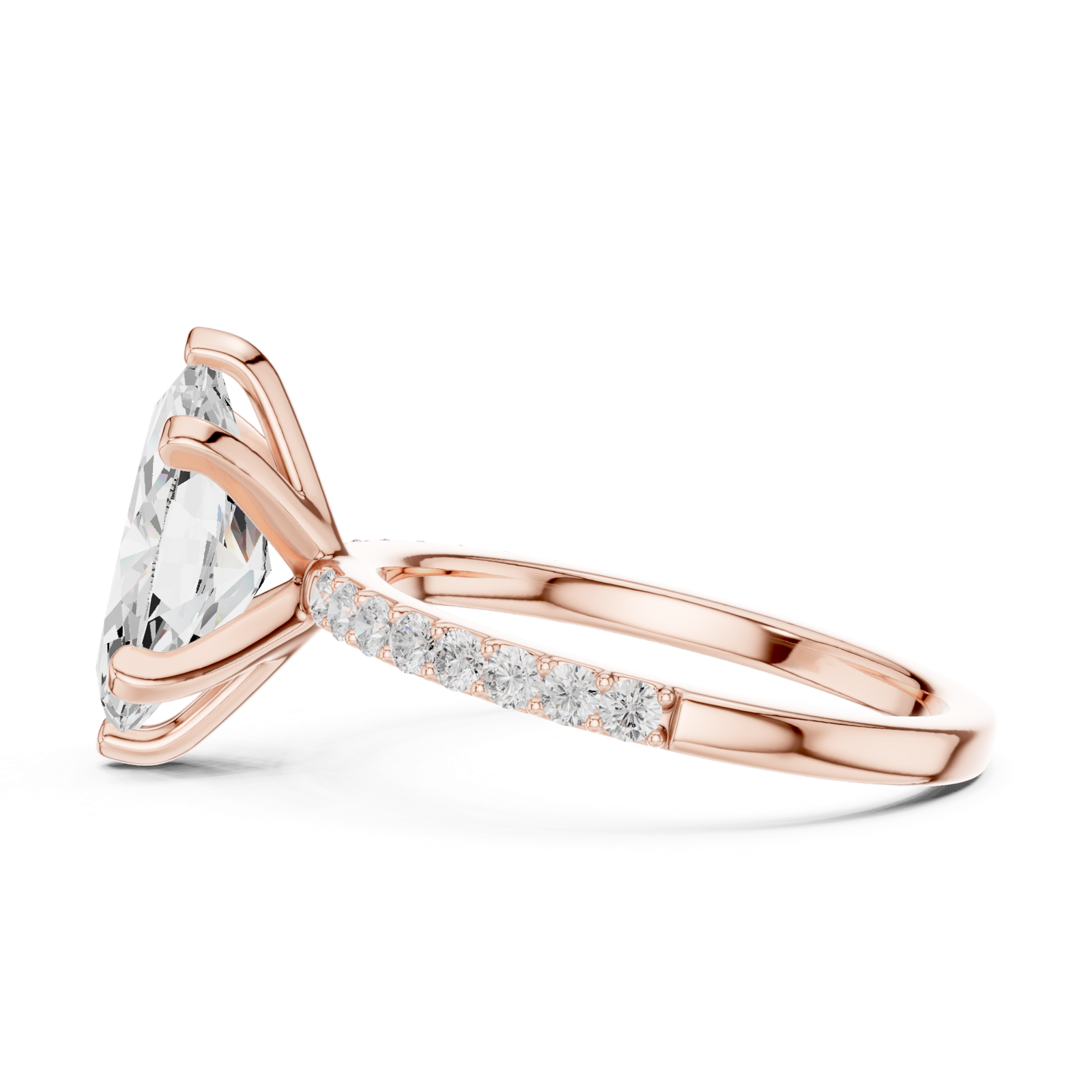 Gold Ring DDLR-040, Marquise center stone, Rose Gold, view 3