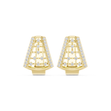 14K Solid Gold Lab Diamond Cluster Earrings, Yellow Gold