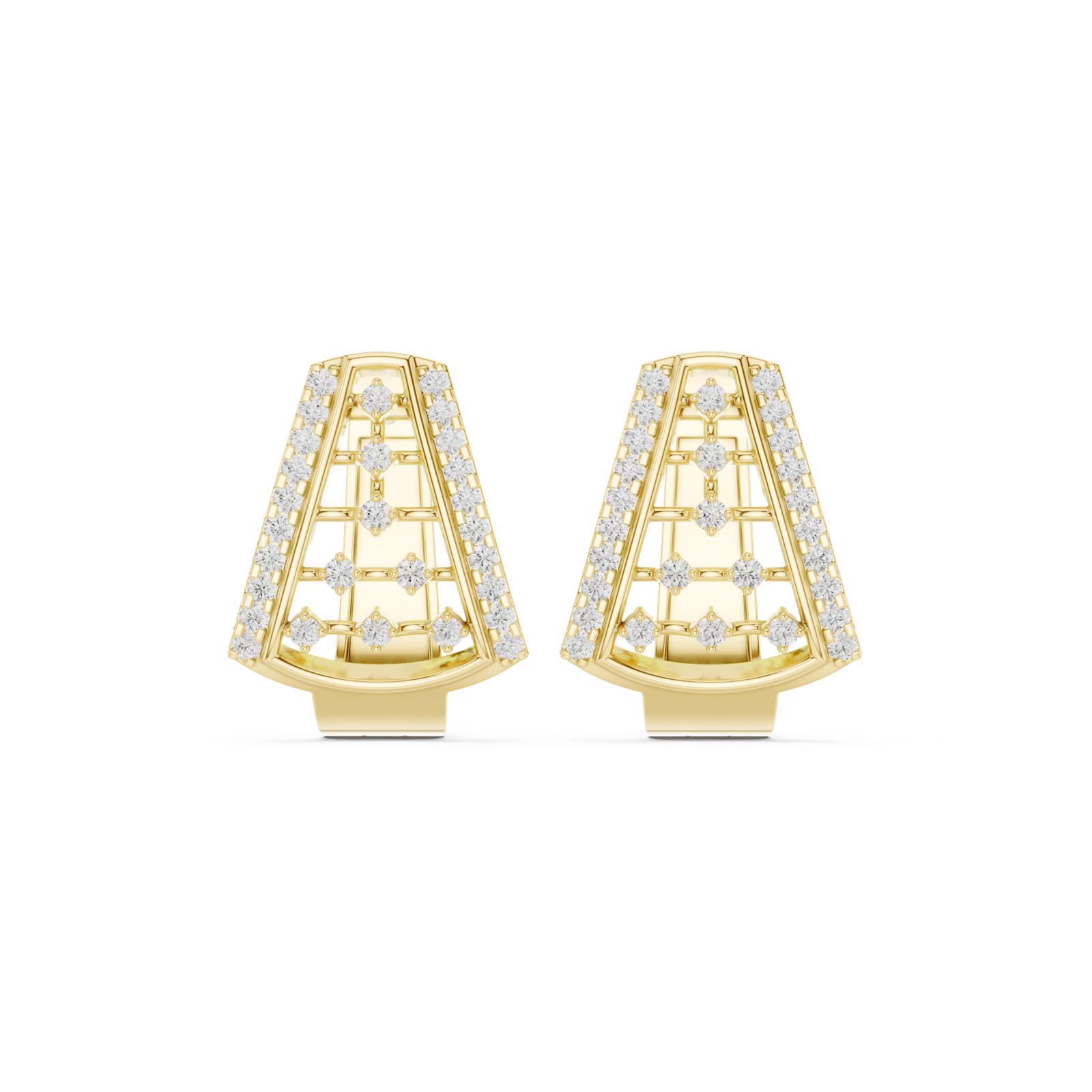 14K Solid Gold Lab Diamond Cluster Earrings, Yellow Gold