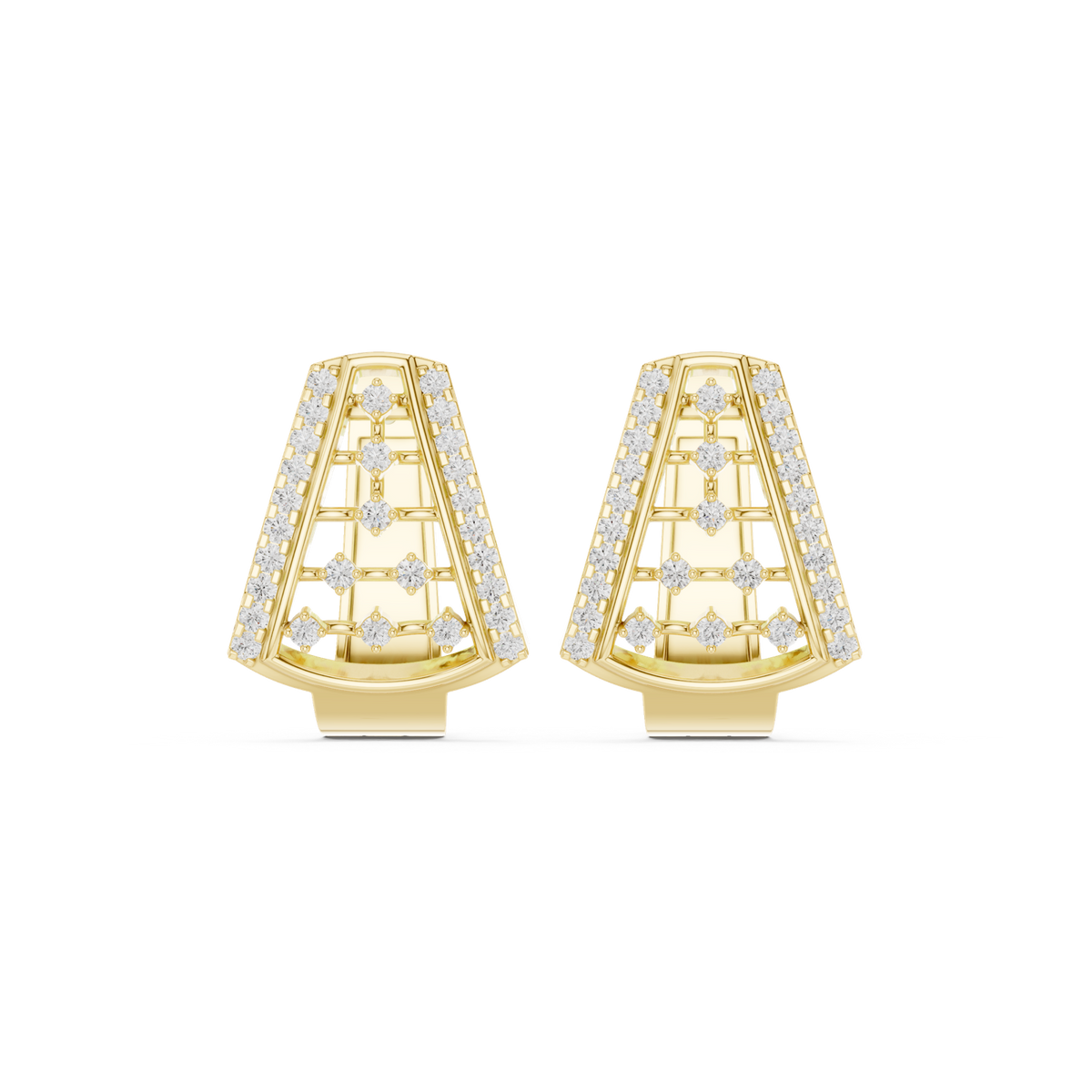 14K Solid Gold Lab Diamond Cluster Earrings, Yellow Gold