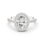 Gold Ring DDLR-349, Oval center stone, White Gold