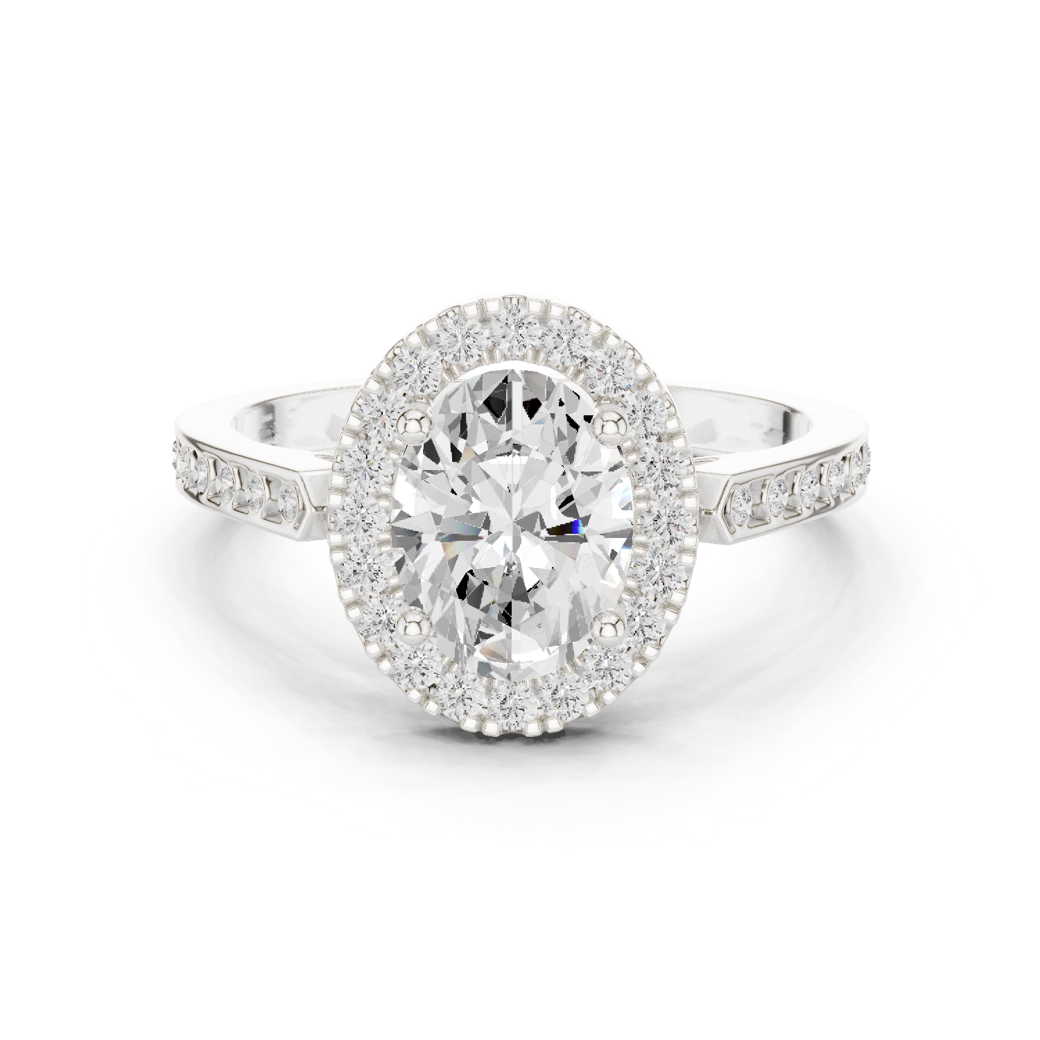 Gold Ring DDLR-349, Oval center stone, White Gold