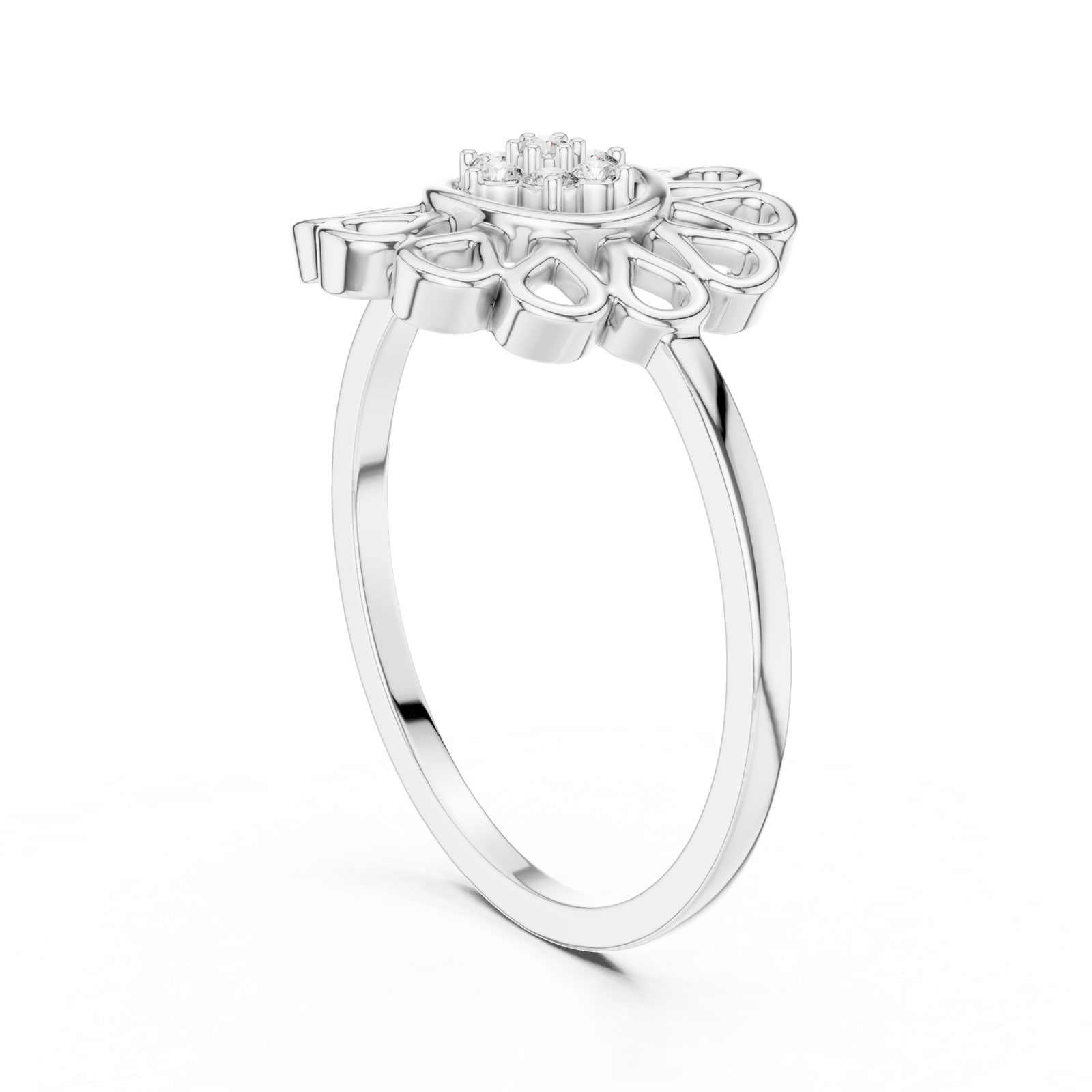 Gold Ring DR-6252, White Gold, view 1