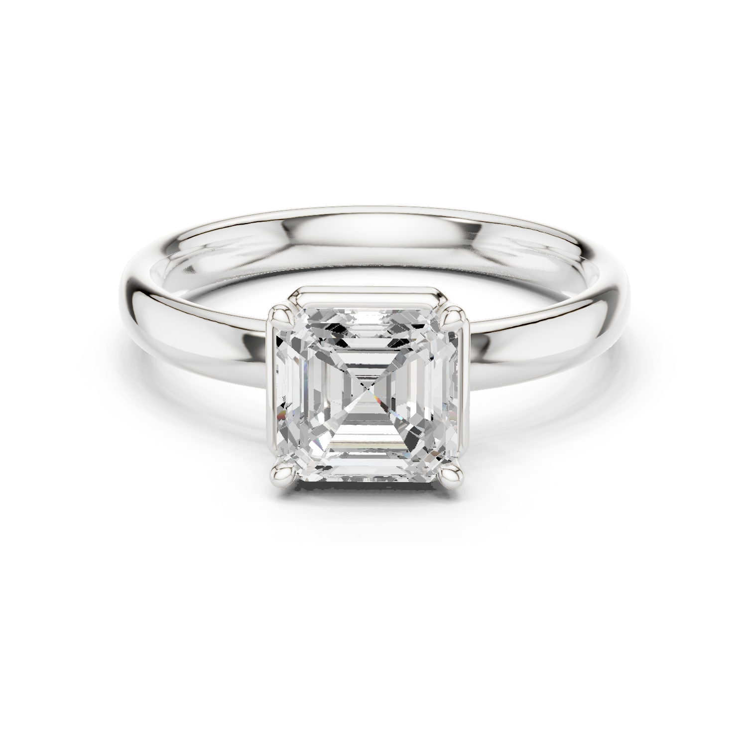 Gold Jewelry, Asscher center stone, White Gold