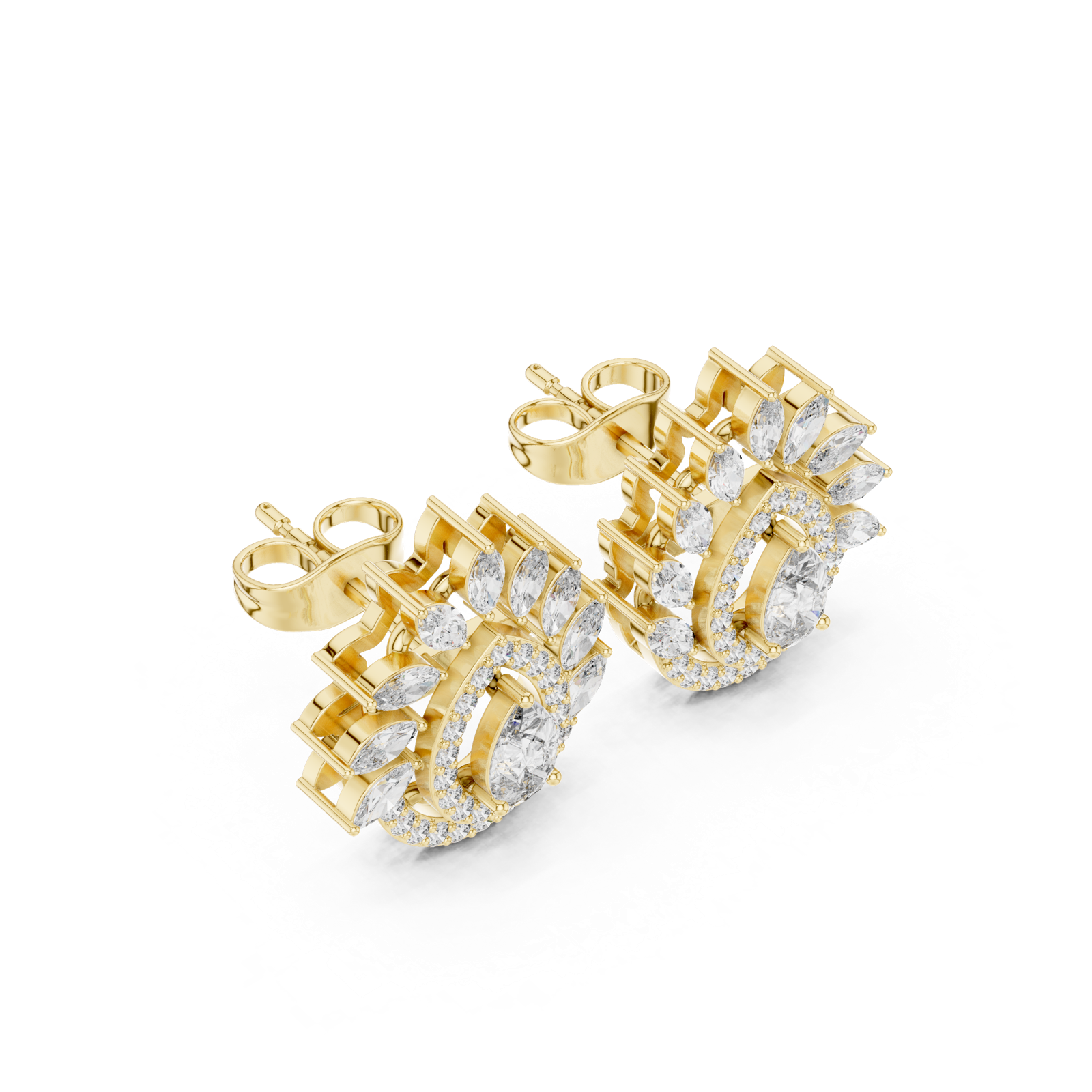 Gold Earrings AGDER-298, Yellow Gold, view 2