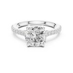Gold Ring DDLR-039, Cushion center stone, White Gold, view 4