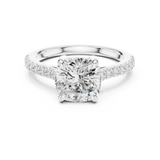 Gold Ring DDLR-039, Cushion center stone, White Gold, view 4