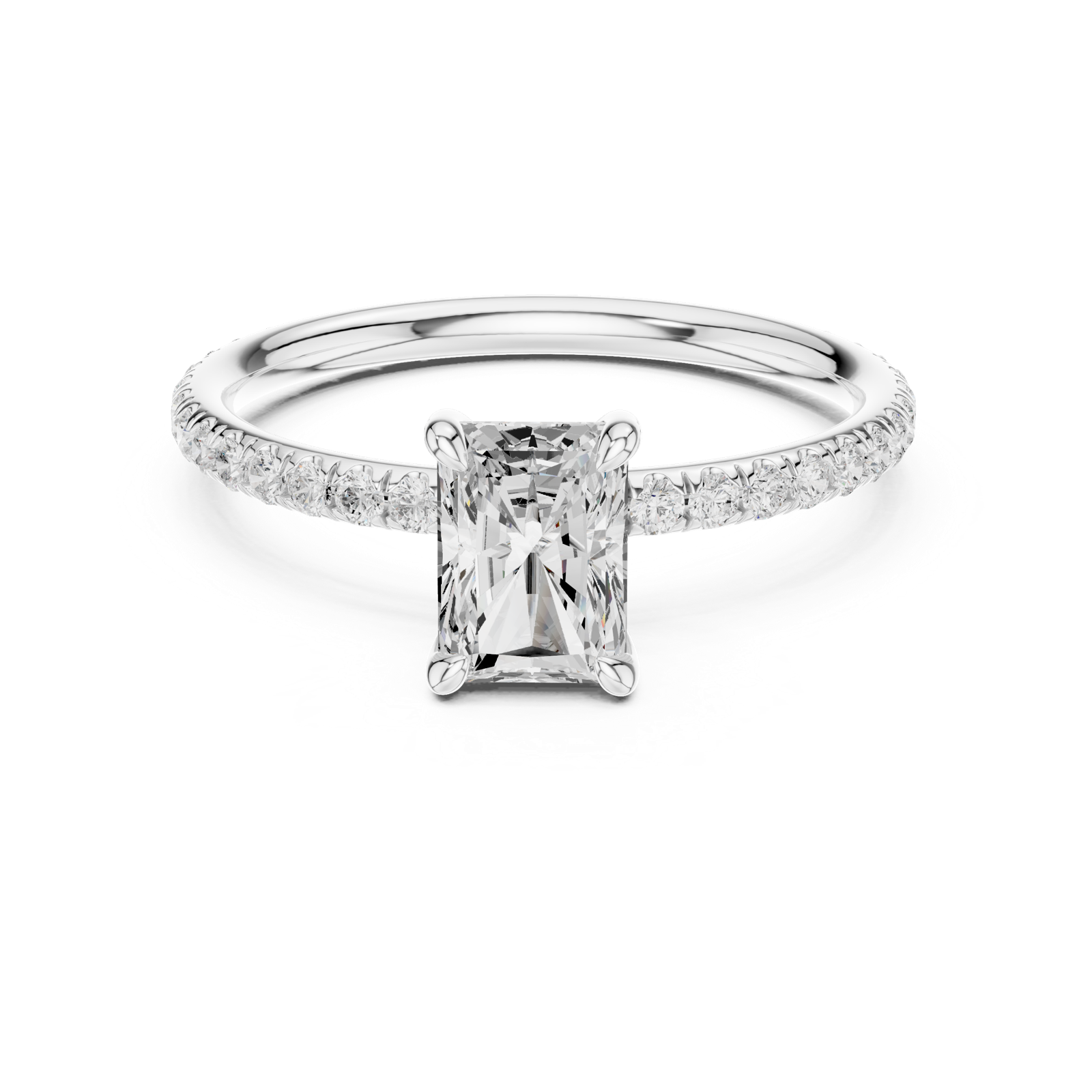 Gold Jewelry L36-15, Radiant center stone, White Gold, view 4