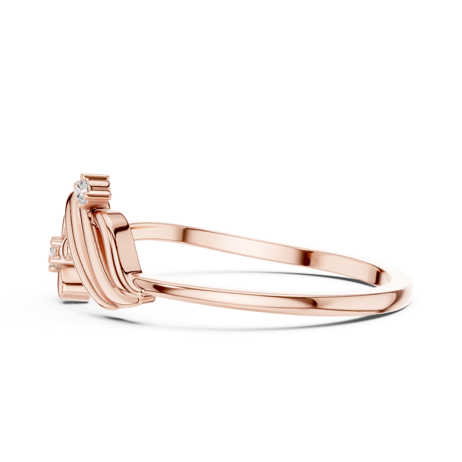 Gold Ring DR-6218, Rose Gold, view 3