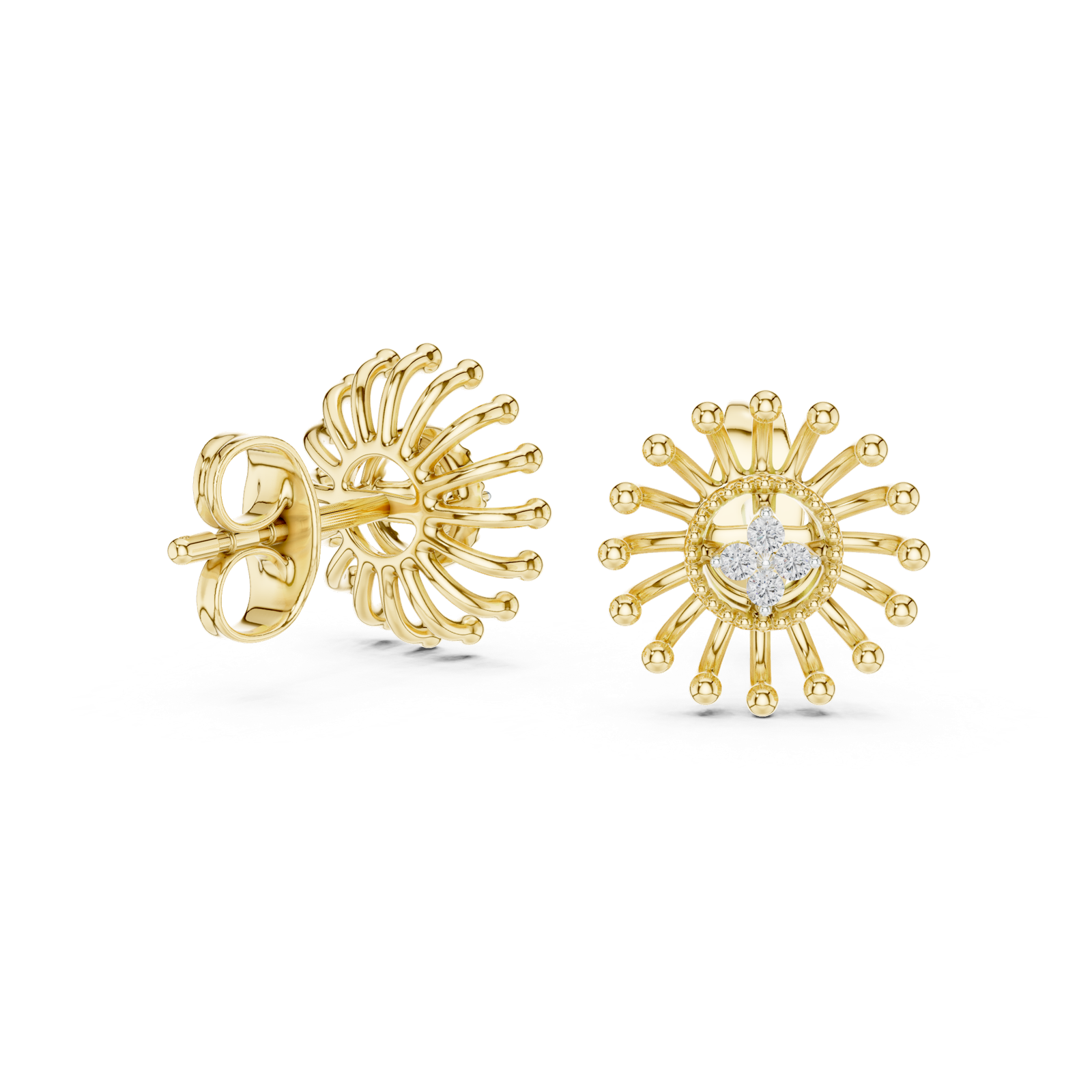 Gold Earrings 12-10007@E, Yellow Gold, view 1